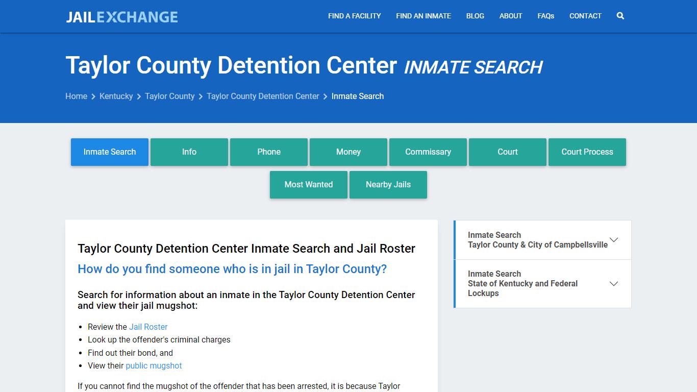 Taylor County Detention Center Inmate Search - Jail Exchange